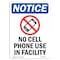 Signmission OSHA Notice, 5" Height, No Cell Phone Use Sign With Symbol, 5" X 3.5", Portrait OS-NS-D-35-V-14419 - alternate 1